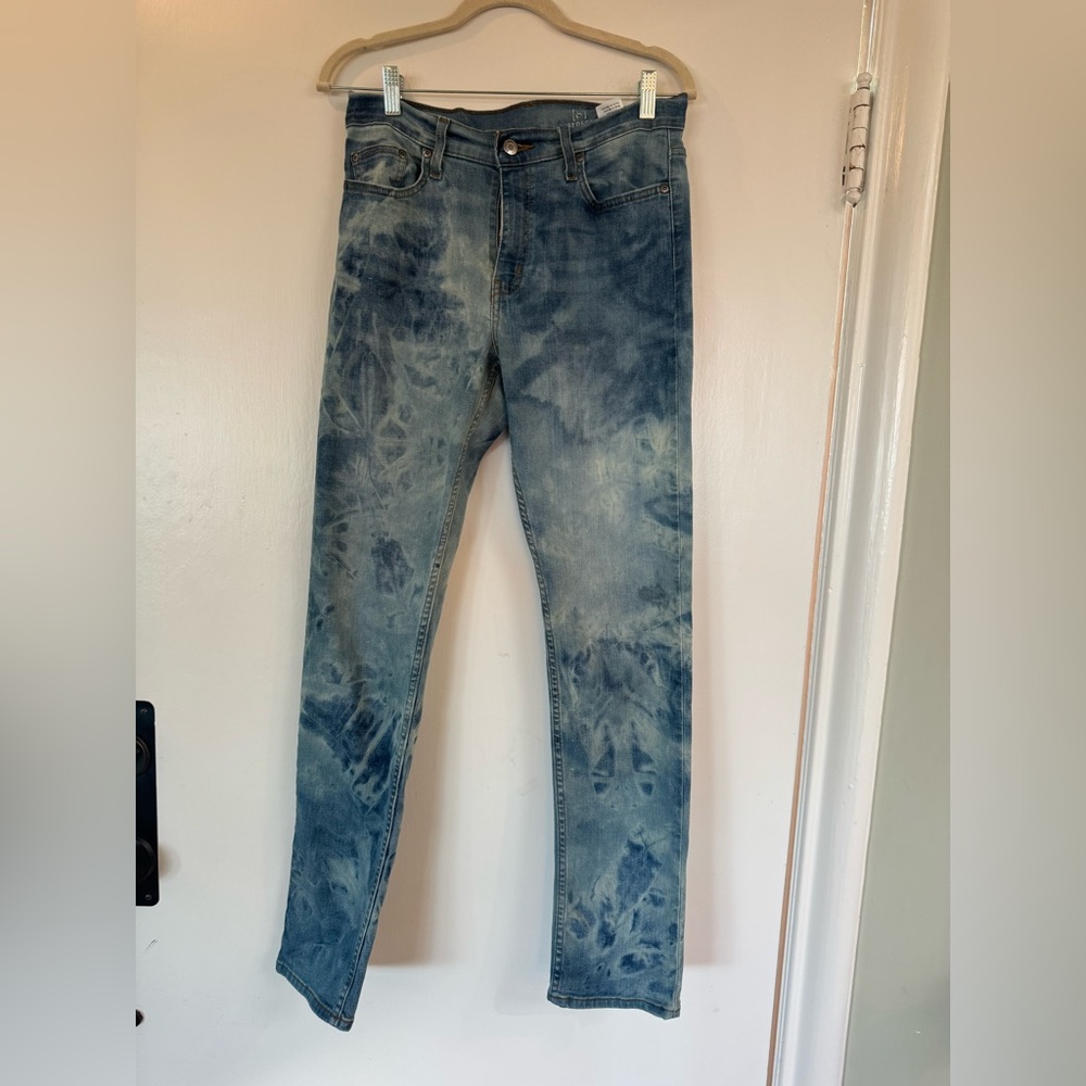 PAIGE Men's Blue Patterned Straight Jeans